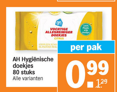 Albert Heijn Huismerk Vochtige Schoonmaakdoekjes Folder Aanbieding Bij