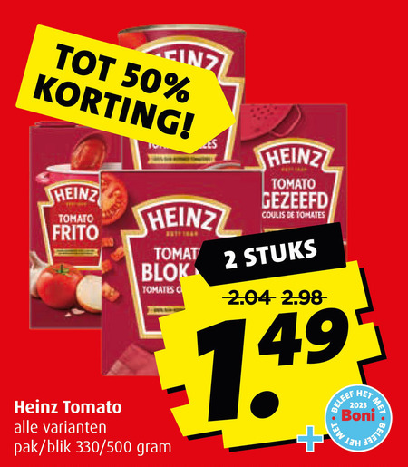 Heinz Tomatenpuree Tomatenblokjes Folder Aanbieding Bij Boni Details