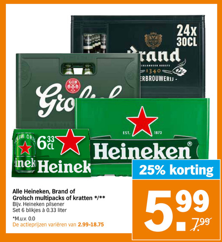 Heineken Silver Blikje Bier Krat Bier Folder Aanbieding Bij Albert