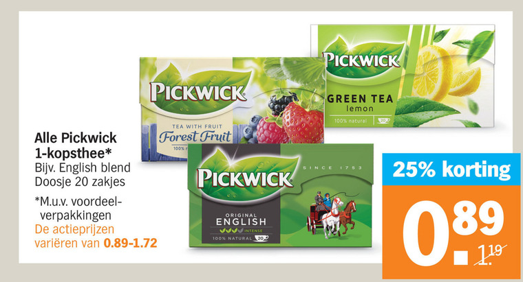 Pickwick Thee Folder Aanbieding Bij Albert Heijn Details