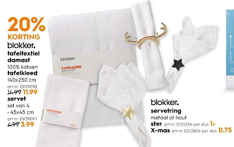 tafelkleed, servetring folder aanbieding bij -