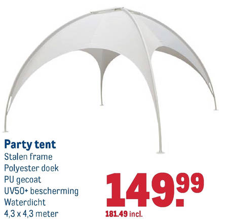 mond Picknicken drie partytent folder aanbieding bij Makro - details