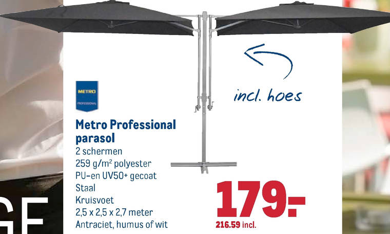 Walging rand Huiswerk maken parasol folder aanbieding bij Makro - details