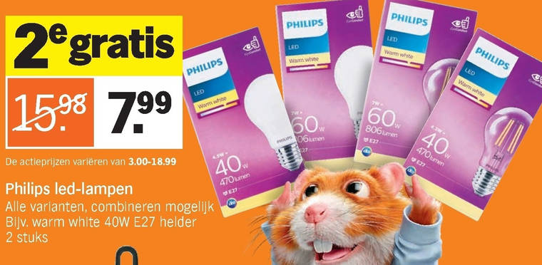 Philips led lamp folder aanbieding bij Albert Heijn details