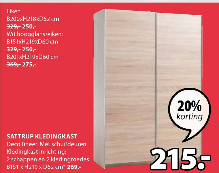 kraam Bermad Plons garderobekast folder aanbieding bij Jysk - details