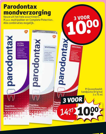 kruising Afrikaanse Plaats Paradontax tandpasta folder aanbieding bij Kruidvat - details