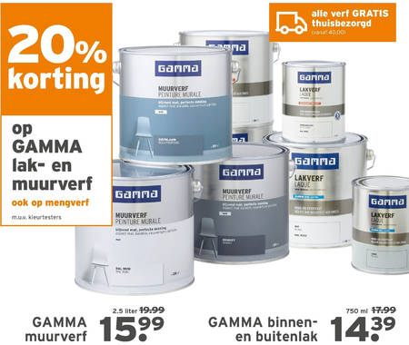 Huismerk muurverf, lak folder aanbieding bij Gamma - details