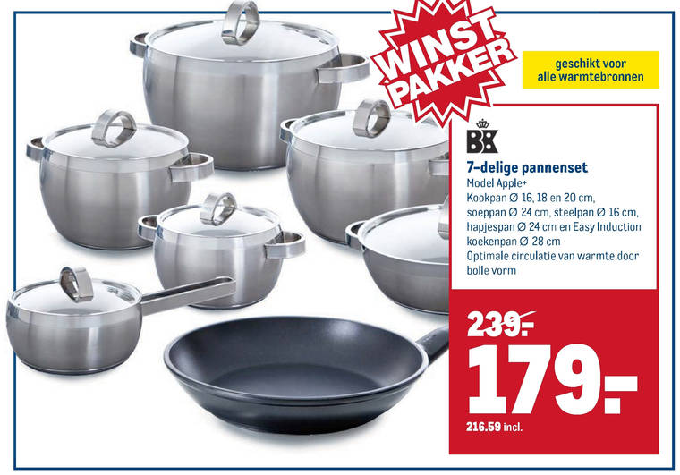 Aanbeveling Actie Allerlei soorten BK pannenset folder aanbieding bij Makro - details