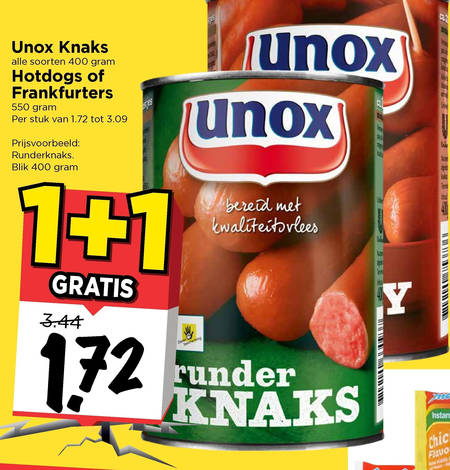 Unox   hotdogworstjes, knakworst folder aanbieding bij  Vomar - details