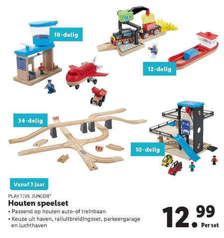 Negen verdamping James Dyson speelgarage, houten trein folder aanbieding bij Lidl - details