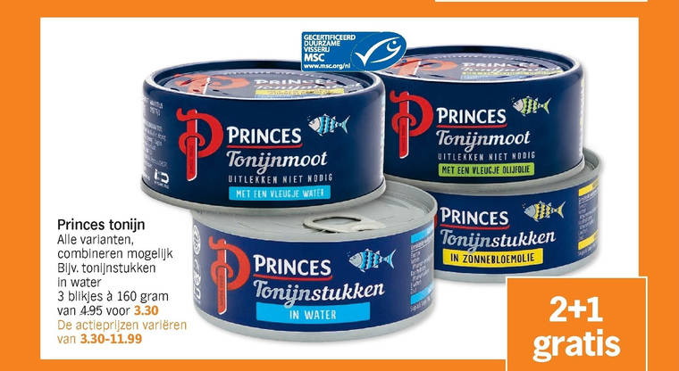 Princes   tonijn in blik folder aanbieding bij  Albert Heijn - details