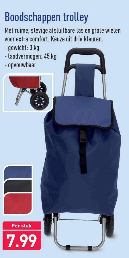 Op en neer gaan top rollen trolley folder aanbieding bij Aldi - details