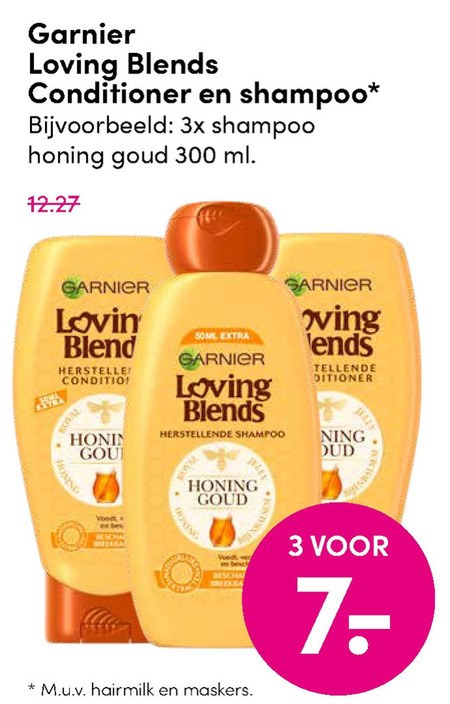 Garnier Loving Blends conditioner, shampoo folder aanbieding bij D.I.O