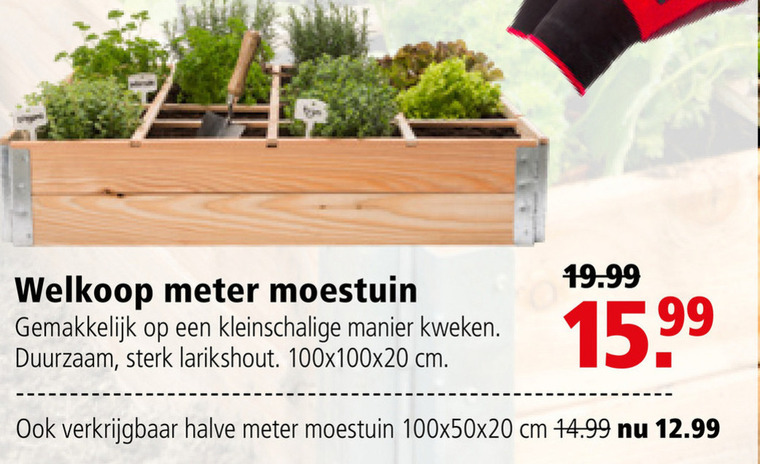 Huismerk moestuin kweekbak folder aanbieding bij Welkoop details