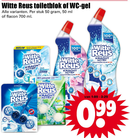 Witte Reus   toiletblok, toiletreiniger folder aanbieding bij  Dirk - details