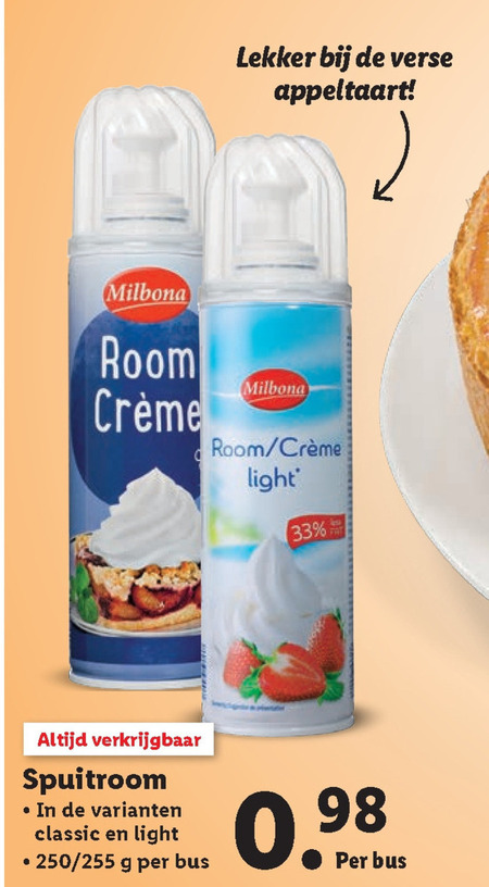 Milbona   slagroom folder aanbieding bij  Lidl - details