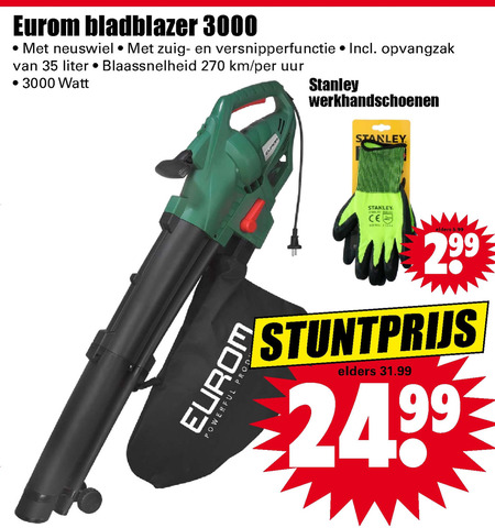 kwartaal laat staan Brullen Eurom bladblazer folder aanbieding bij Dirk - details