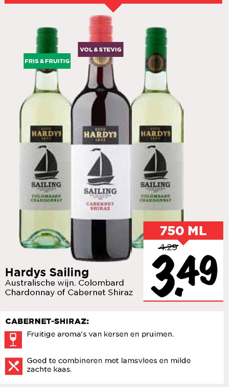 Hardys Sailing   witte wijn, rode wijn folder aanbieding bij  Vomar - details