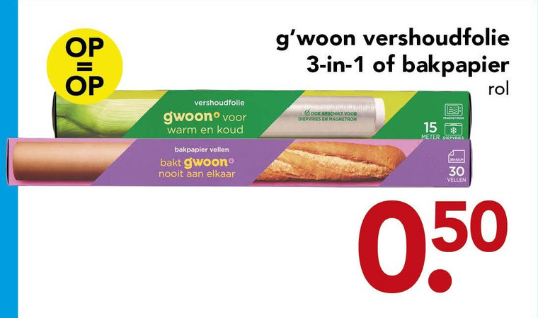 Gwoon   vershoudfolie, bakpapier folder aanbieding bij  Deen - details