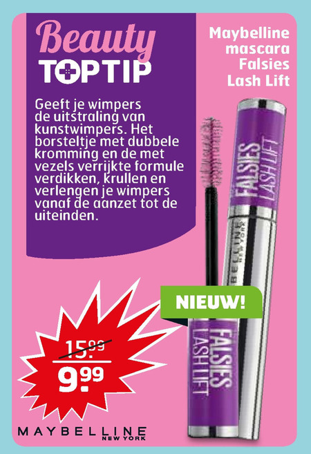 Ooit Ga terug Meyella Maybelline mascara folder aanbieding bij Trekpleister - details