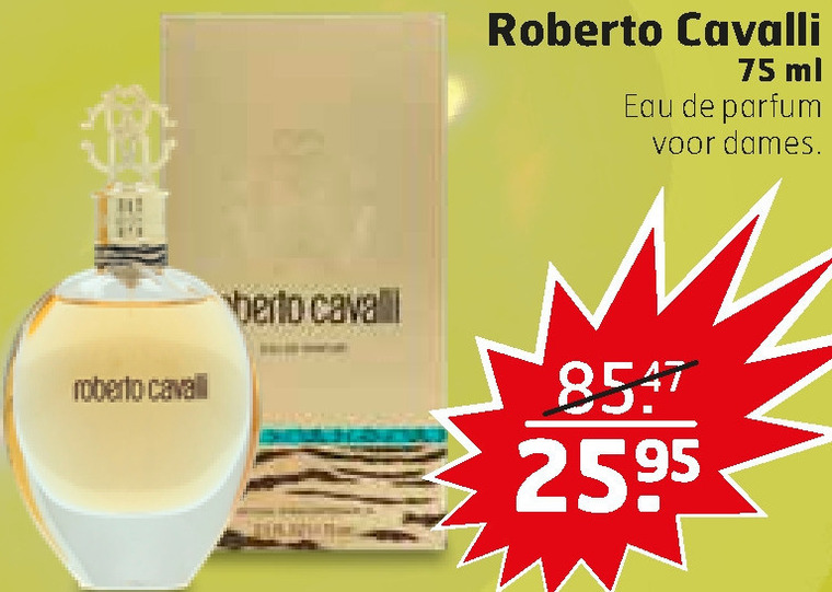 Ontspannend twee weken Verzoenen Roberto Cavalli eau de parfum folder aanbieding bij Trekpleister - details