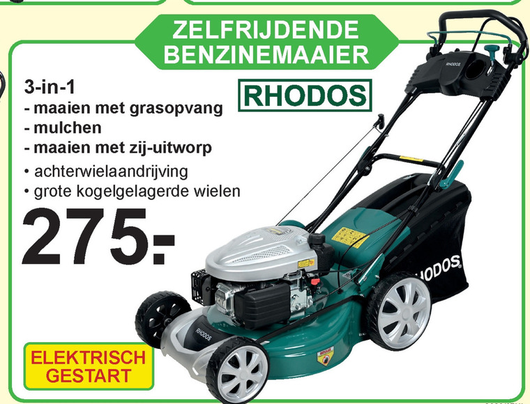 Rhodos benzine grasmaaier aanbieding bij Van Cranenbroek - details