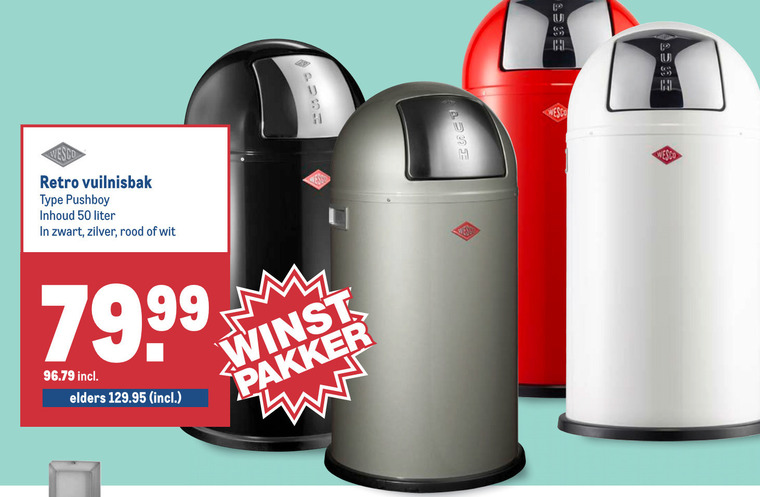 Zwaaien onderwerpen weekend Wesco afvalemmer folder aanbieding bij Makro - details