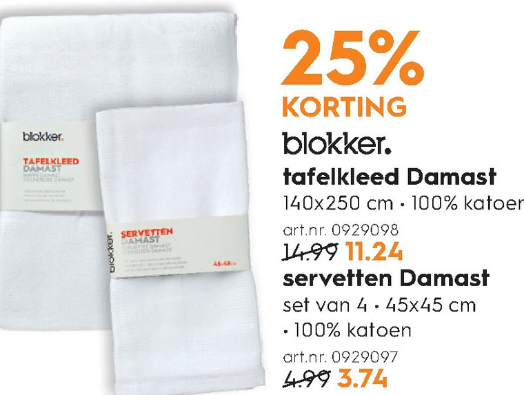 binair Centrum ontmoeten Blokker Huismerk tafelkleed, servetten folder aanbieding bij Blokker -  details