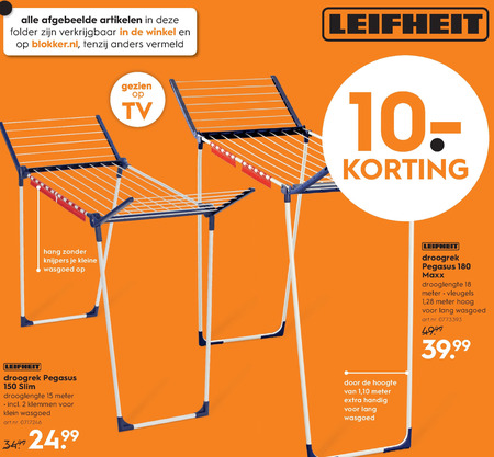 Serie van behang vooroordeel Leifheit droogrek folder aanbieding bij Blokker - details