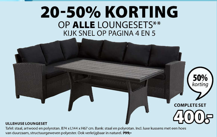 loungeset folder aanbieding bij Jysk details