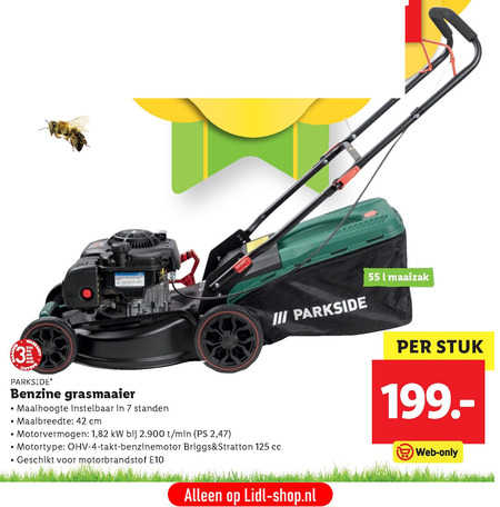 Parkside benzine grasmaaier folder aanbieding Lidl details