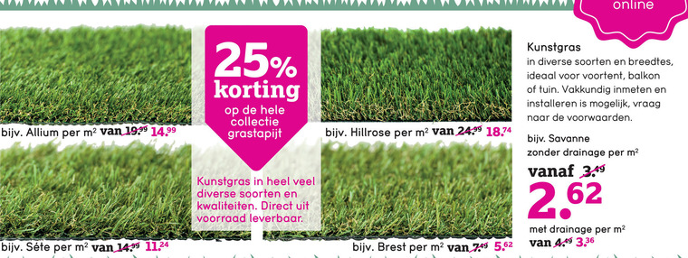 grastapijt, kunstgras folder aanbieding -