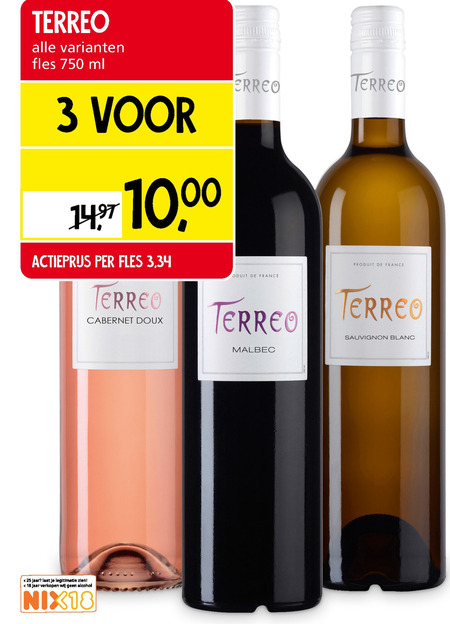 Terreo   witte wijn, rose folder aanbieding bij  Jan Linders - details