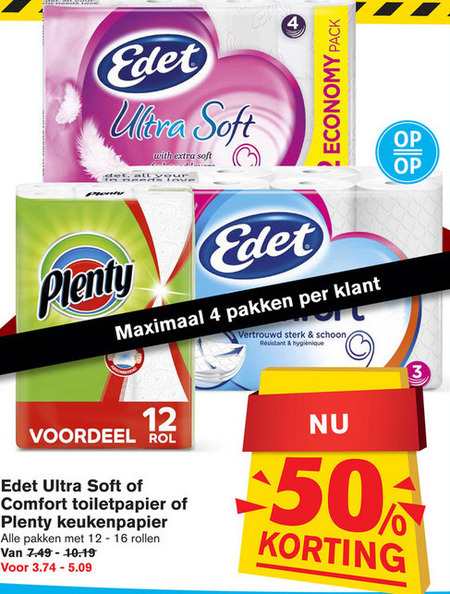 Edet toiletpapier, keukenpapier folder aanbieding bij Hoogvliet - details