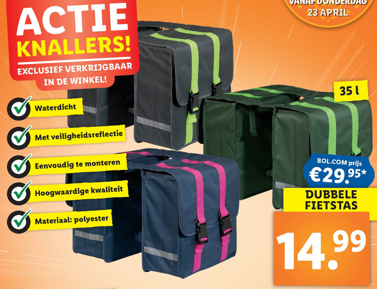 voorwoord Huisje artillerie dubbele fietstas folder aanbieding bij Lidl - details