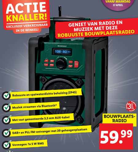 Wat dan ook circulatie trommel SilverCrest bouwradio folder aanbieding bij Lidl - details