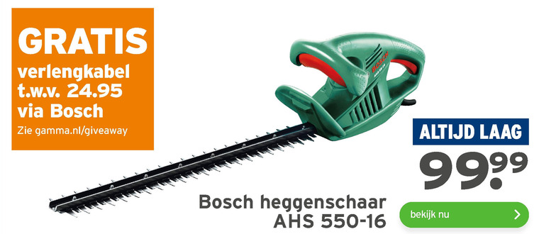 tobben wang Laat je zien Bosch heggenschaar folder aanbieding bij Gamma - details