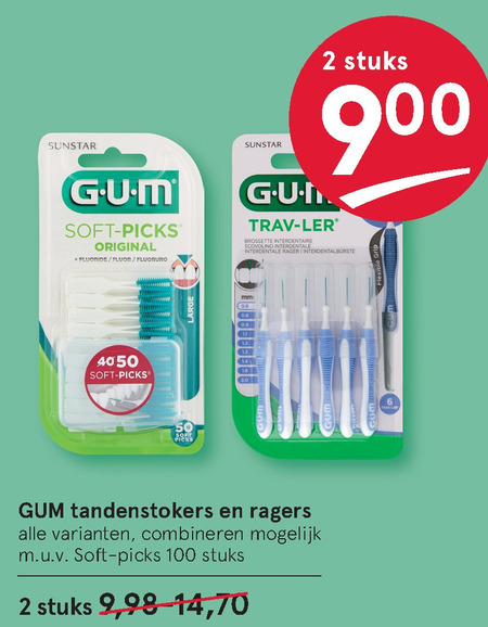 Allergie Vlot Bowling G.U.M. interdentale ragers, tandenstokers folder aanbieding bij Etos -  details