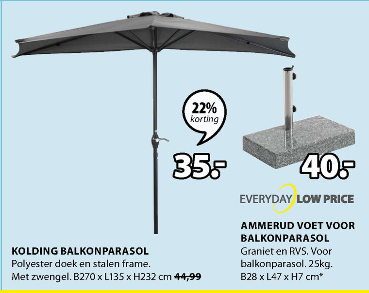 verliezen Beknopt Echt parasolvoet, parasol folder aanbieding bij Jysk - details