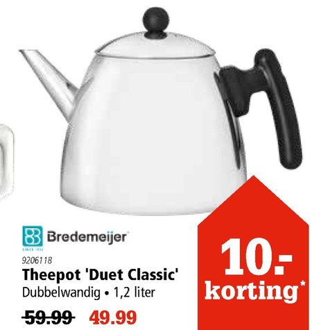 Billy Gek koppel Bredemeijer theepot folder aanbieding bij Marskramer - details