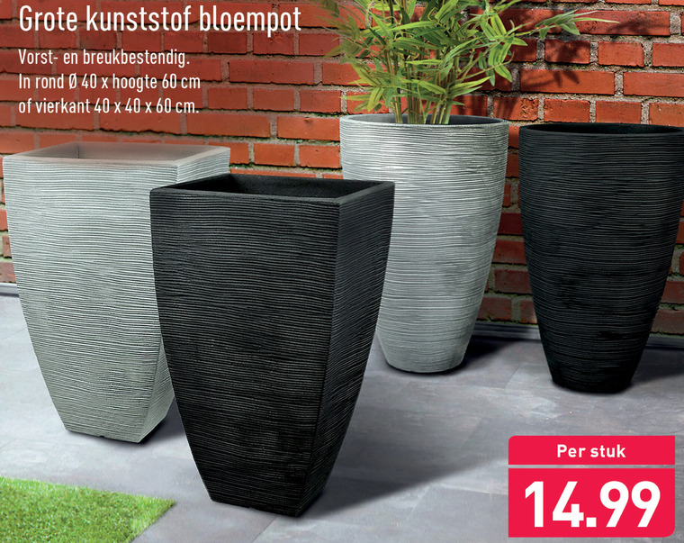 viel veiligheid Kwalificatie plantenbak, bloempot folder aanbieding bij Aldi - details