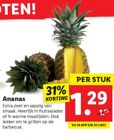 tarief streepje tyfoon ananas folder aanbieding bij Lidl - details