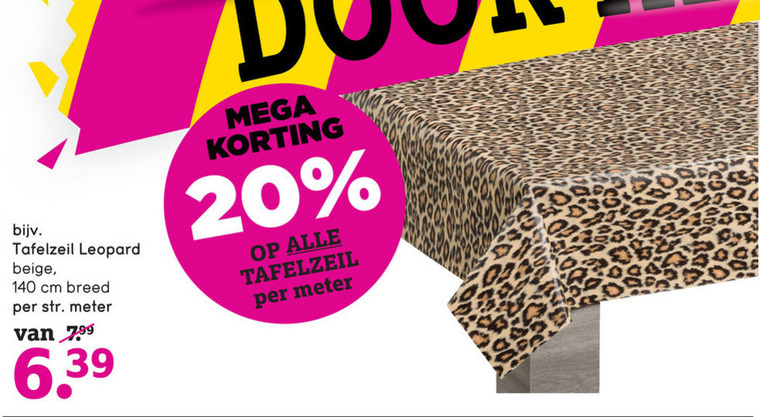 Voorstel elf blozen tafelzeil folder aanbieding bij Leenbakker - details