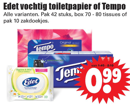 Edet   zakdoek, vochtig toiletpapier folder aanbieding bij  Dirk - details