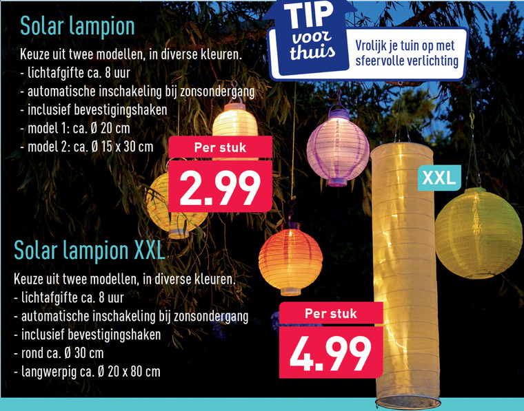 lampion, solarlamp folder aanbieding - details