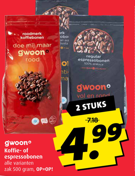 Gwoon   koffiebonen folder aanbieding bij  Boni - details