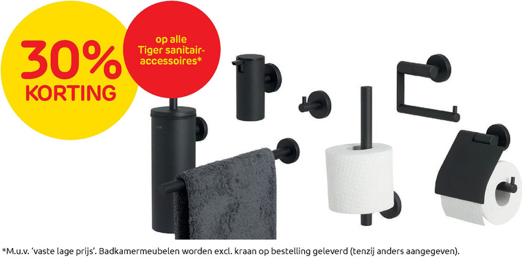 Hallo in verlegenheid gebracht In werkelijkheid Tiger toiletrolhouder, toiletborstel folder aanbieding bij Praxis - details