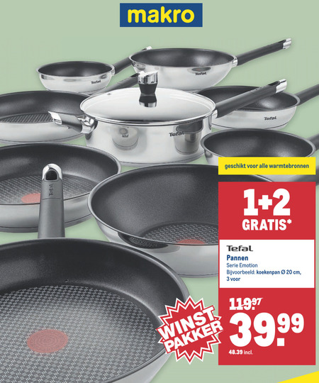 Morse code Krijger Offer Tefal koekenpan, hapjespan folder aanbieding bij Makro - details