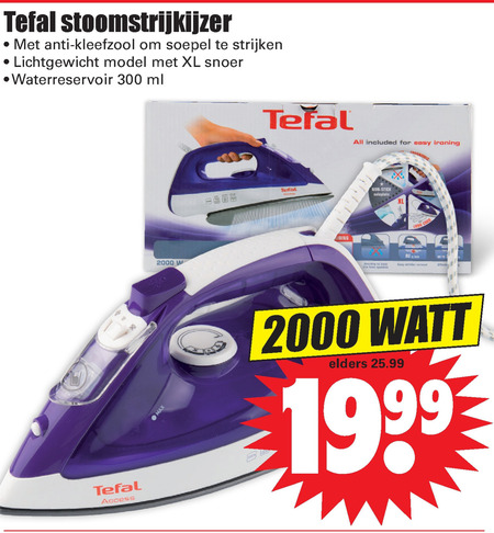 kompas verhouding AIDS Tefal stoomstrijkijzer folder aanbieding bij Dirk - details