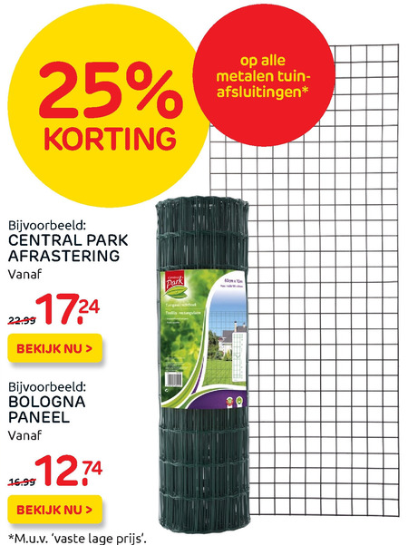 erts Volharding Zuidoost Central Park afrastering, tuingaas folder aanbieding bij Praxis - details